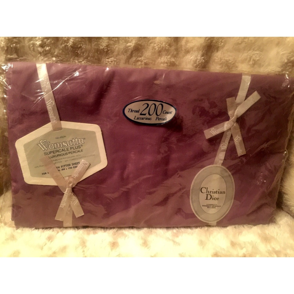 Wamsutta Christian Dior Vtg Fitted Twin Sheet Supercale Plus New Purple‎ H11